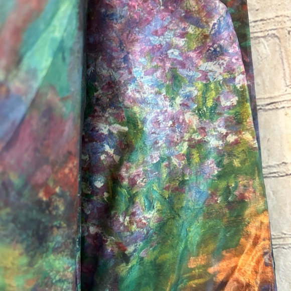 VINTAGE SALAMANDER (1992) POLYESTER WATERCOLOR PRINT WOOD HANDLE UMBRELLA - Picture 4 of 16